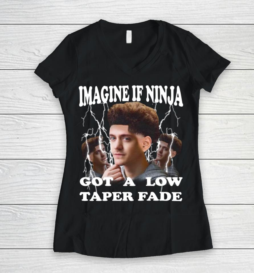 Imagine If Ninja Got A Low Taper Fade Women V-Neck T-Shirt