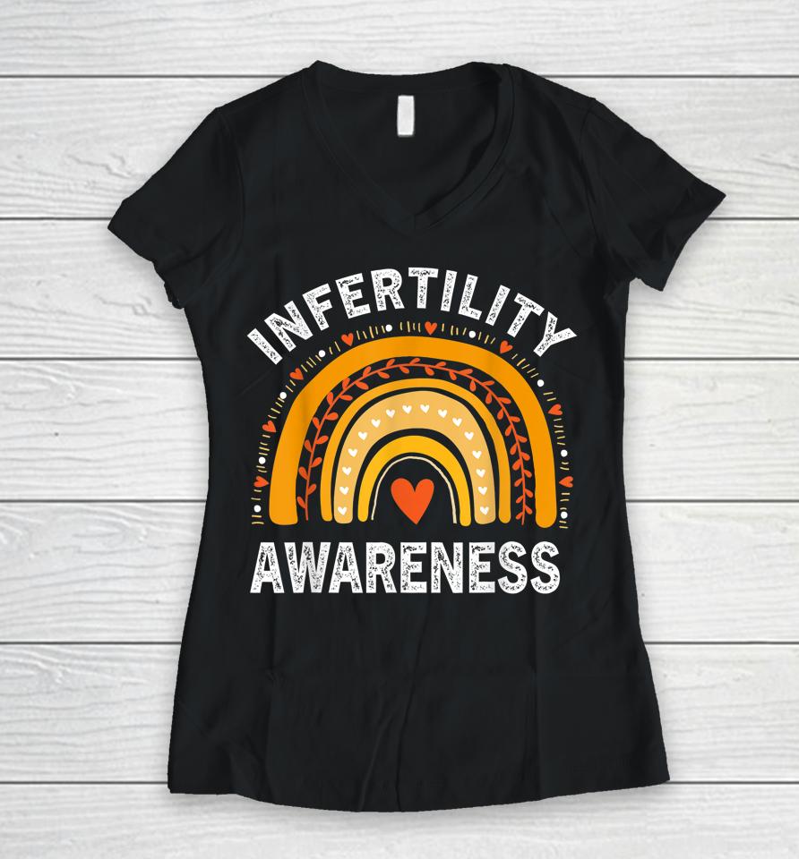 In April We Wear Orange Infertility Awareness Women V-Neck T-Shirt