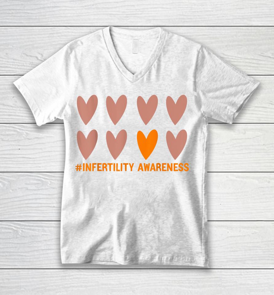 In April We Wear Orange Infertility Awareness Week Ivf Unisex V-Neck T-Shirt