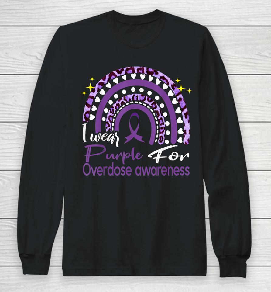 In August We Wear Purple Rainbow Overdose Awareness Month Long Sleeve T-Shirt
