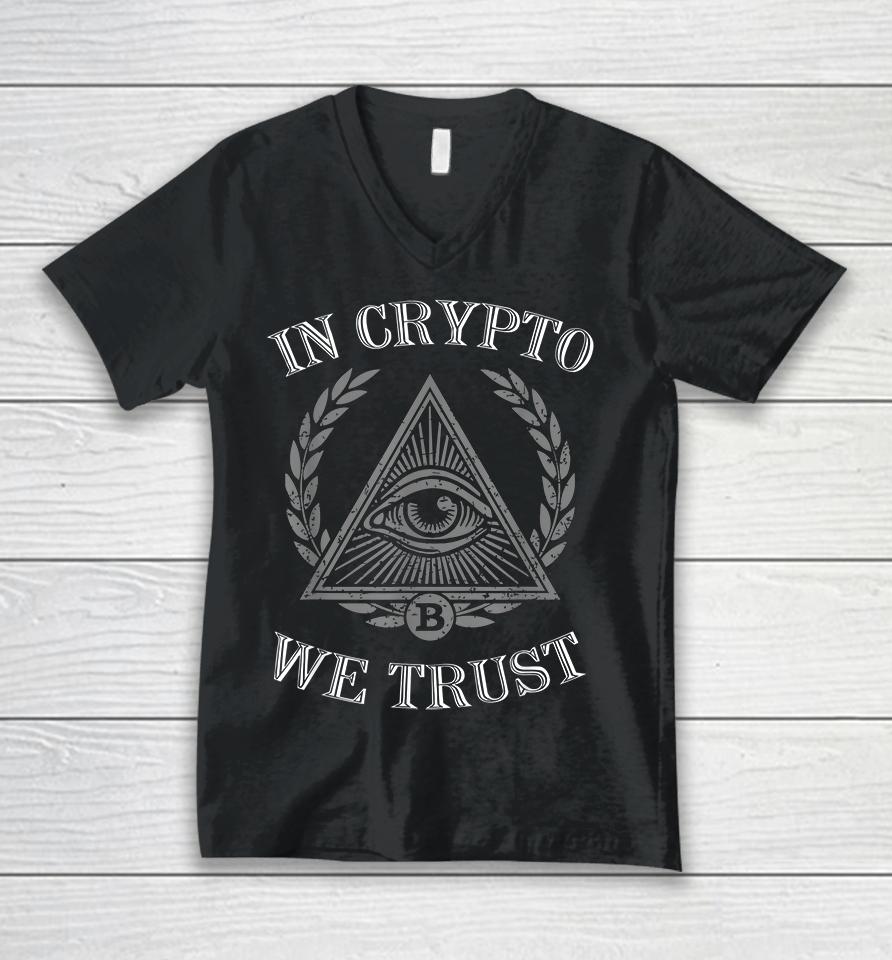 In Crypto We Trust Bitcoin Cryptocurrency Unisex V-Neck T-Shirt