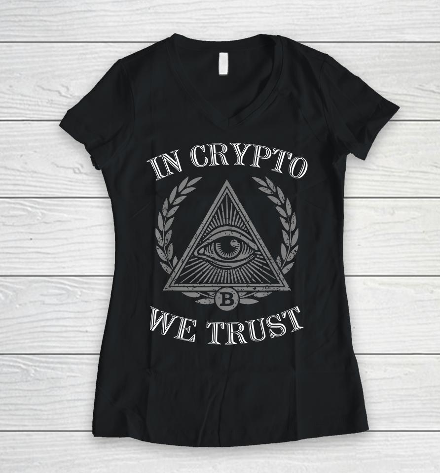 In Crypto We Trust Bitcoin Cryptocurrency Women V-Neck T-Shirt