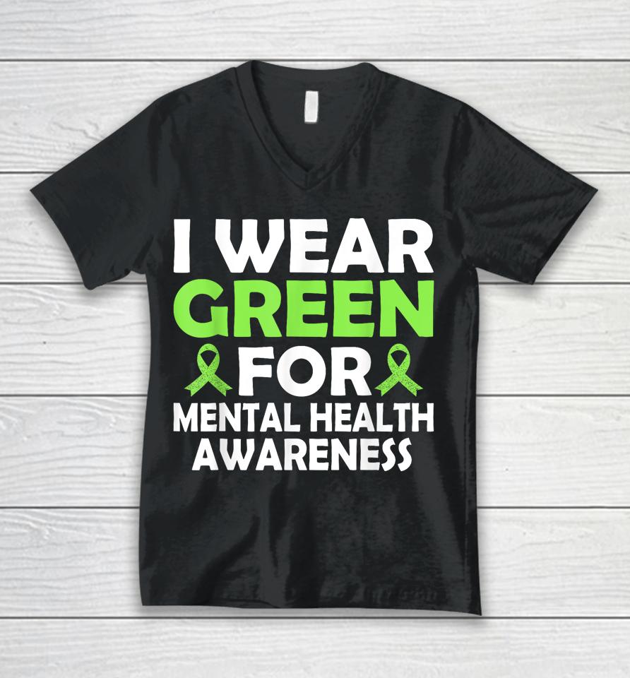 In May We Wear Green Mental Health Awareness Month Unisex V-Neck T-Shirt