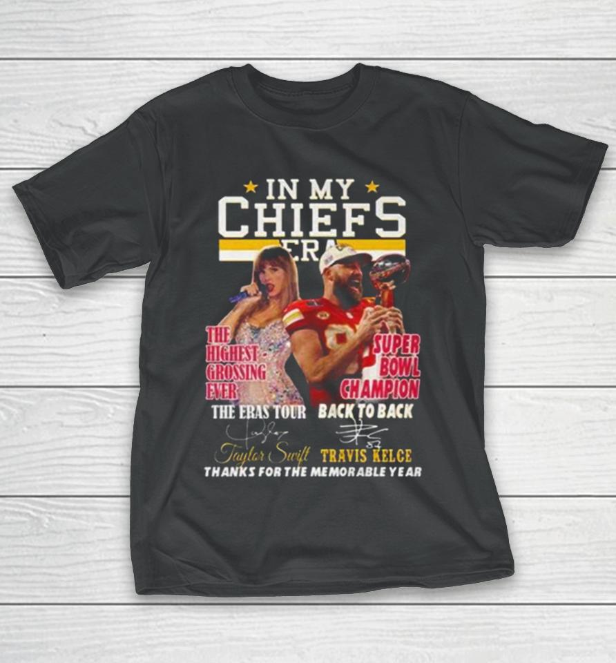 In My Chiefs Era Taylor Swift And Travis Kelce Thanks For The Memorable Year T-Shirt