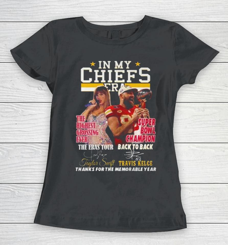In My Chiefs Era Taylor Swift And Travis Kelce Thanks For The Memorable Year Women T-Shirt