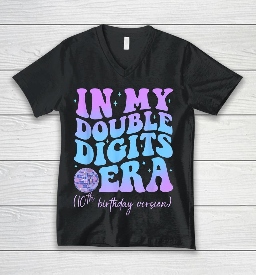 In My Double Digits Era 10Th Birthday Version Groovy Retro Unisex V-Neck T-Shirt