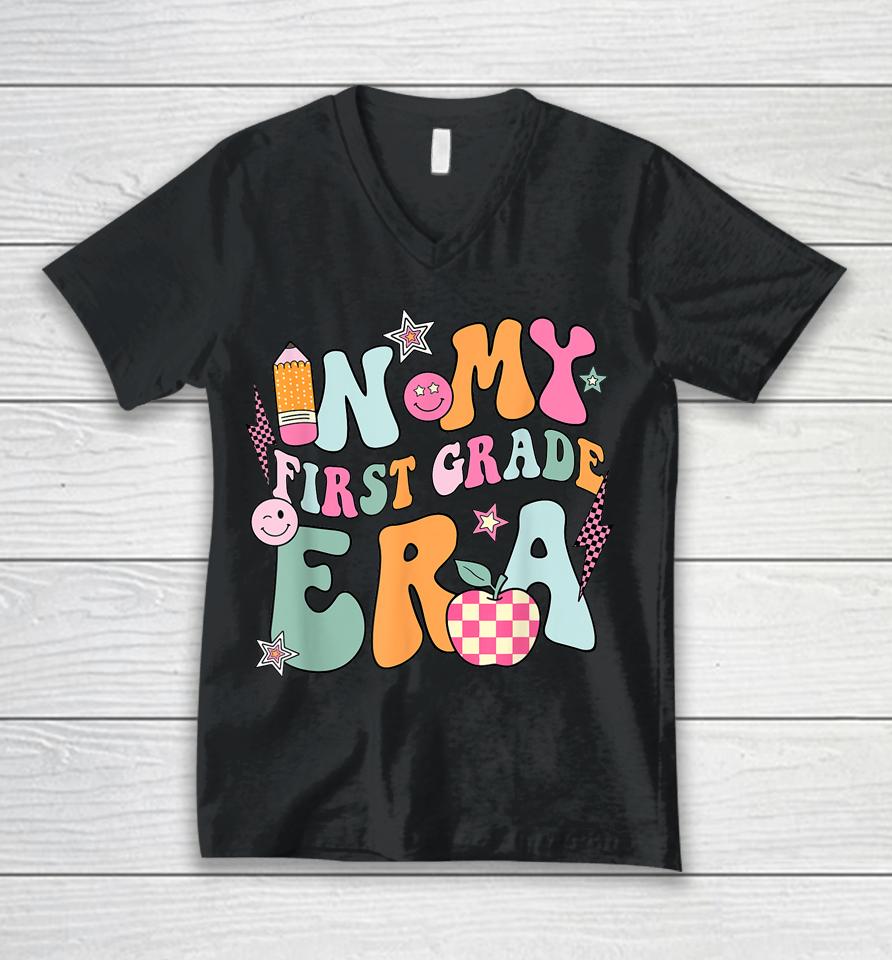 In My First Grade Era Back To School Retro Groovy 1St Grade Unisex V-Neck T-Shirt