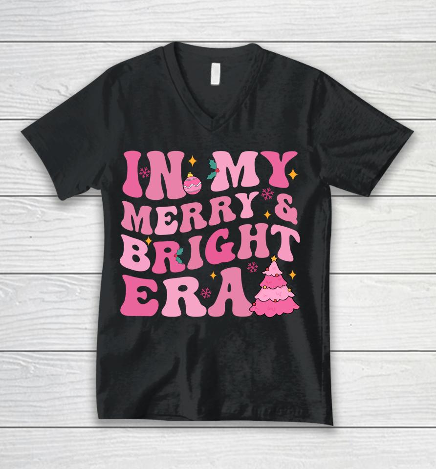In My Merry And Bright Era Christmas Santa Xmas Groovy Retro Unisex V-Neck T-Shirt