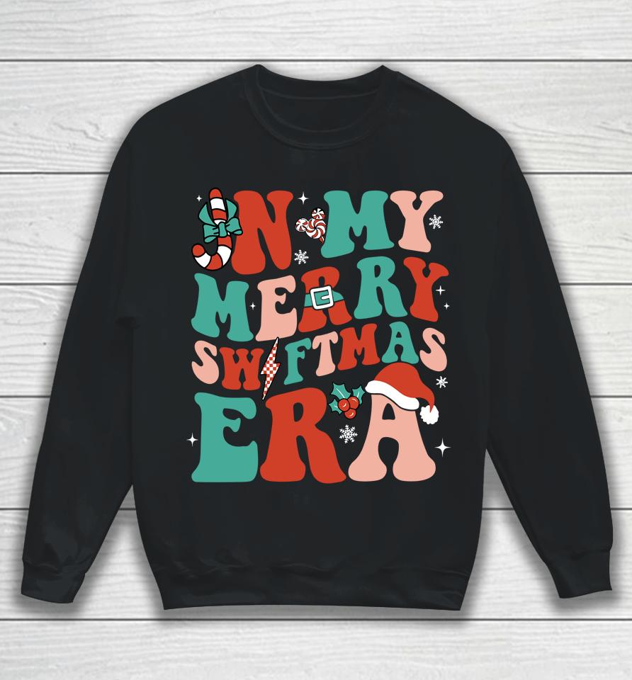 In My Merry Swiftmas Era Christmas Xmas Groovy Retro Pajamas Sweatshirt