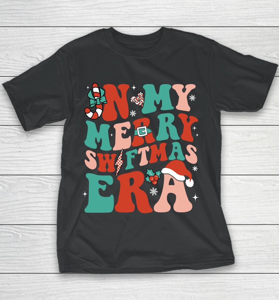 In My Merry Swiftmas Era Christmas Xmas Groovy Retro Pajamas Youth T-Shirt