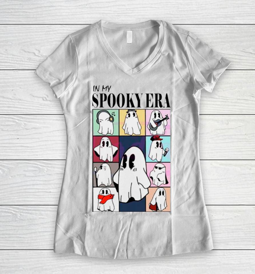 In My Spooky Era Cute Ghost Eras Tour Women V-Neck T-Shirt