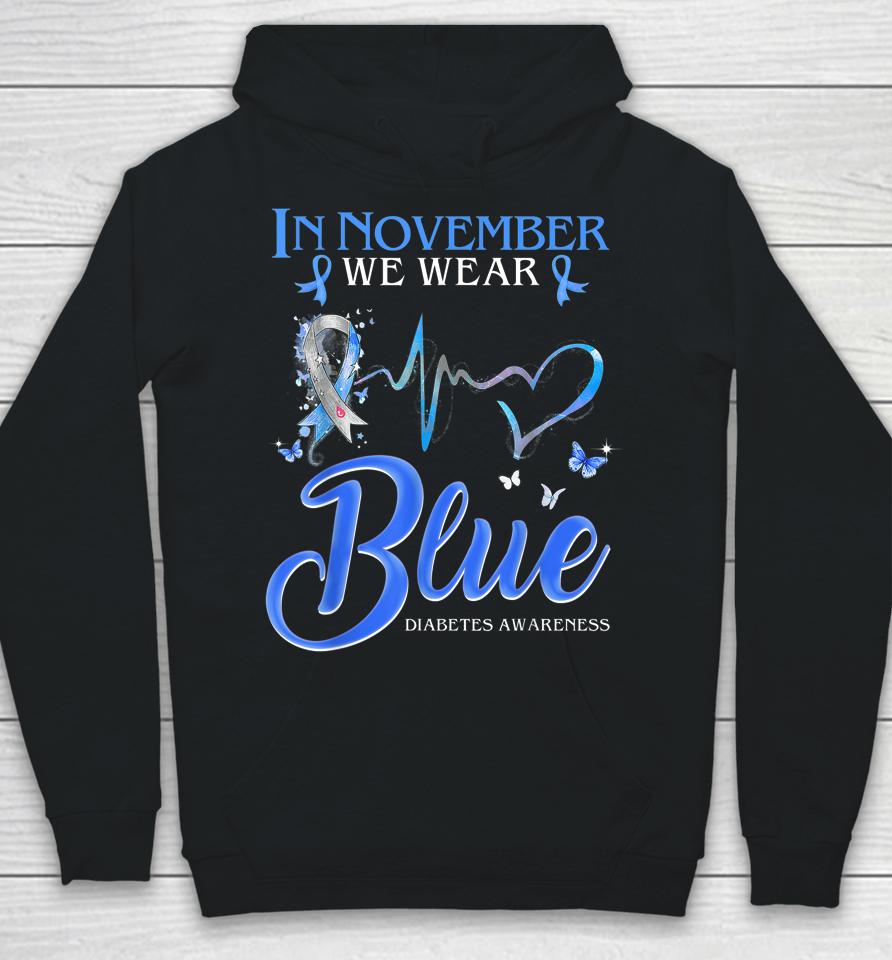 In November We Wear Blue Heartbeat Diabetes Awareness Hoodie