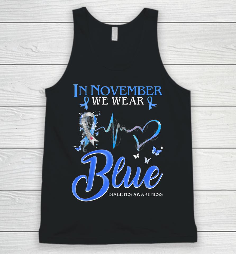 In November We Wear Blue Heartbeat Diabetes Awareness Unisex Tank Top