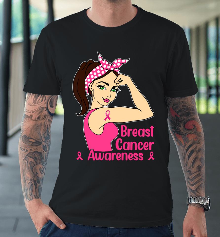In October We Wear Pink Black Woman Breast Cancer Awareness Premium T-Shirt