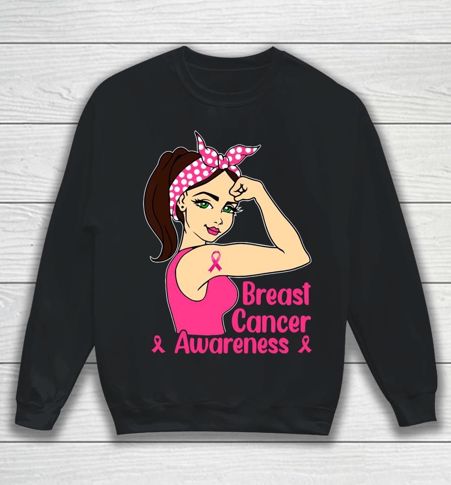 In October We Wear Pink Black Woman Breast Cancer Awareness Sweatshirt
