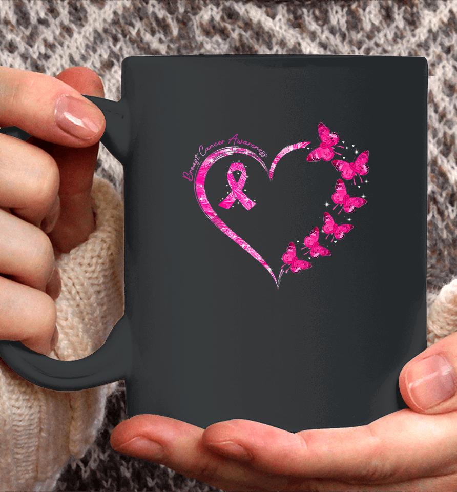In October We Wear Pink Breast Cancer Awareness Butterflies Coffee Mug
