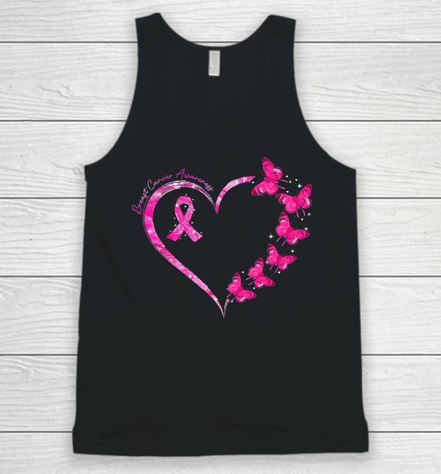 In October We Wear Pink Breast Cancer Awareness Butterflies Unisex Tank Top