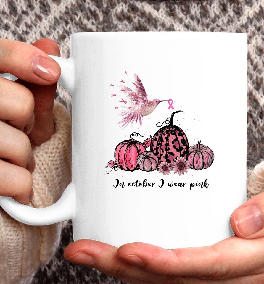 In October We Wear Pink Hummingbird Breast Cancer Awareness Coffee Mug