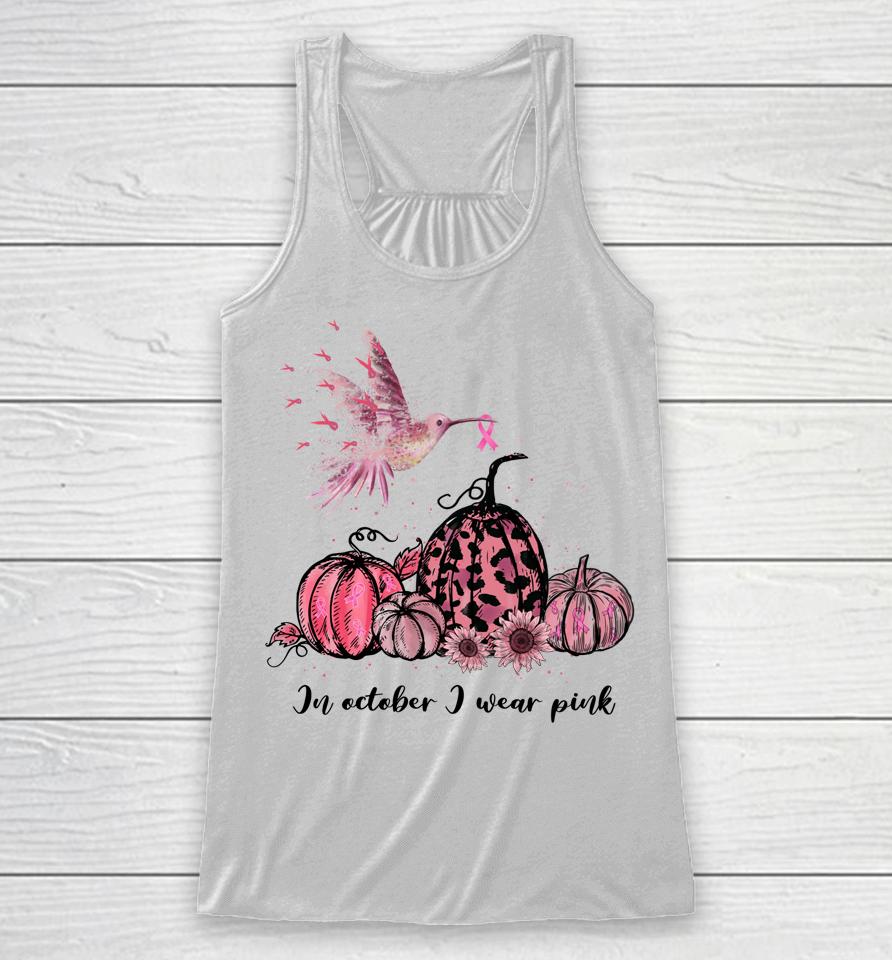 In October We Wear Pink Hummingbird Breast Cancer Awareness Racerback Tank