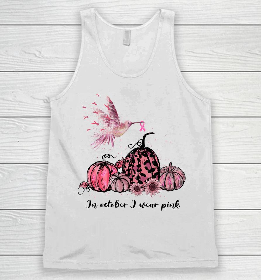 In October We Wear Pink Hummingbird Breast Cancer Awareness Unisex Tank Top