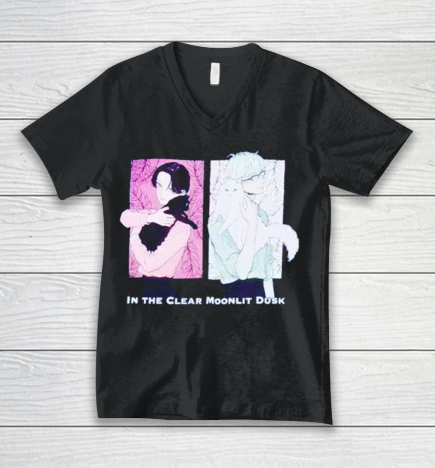 In The Clear Moonlit Dusk Cats Panel Unisex V-Neck T-Shirt