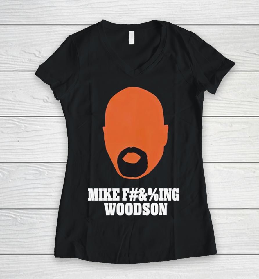 Indiana Basketball Mike Fcking Woodson Women V-Neck T-Shirt