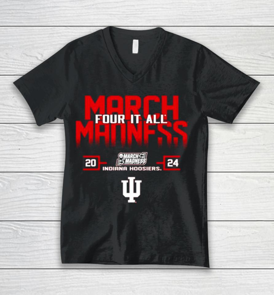 Indiana Hoosiers 2024 For It All March Madness Unisex V-Neck T-Shirt