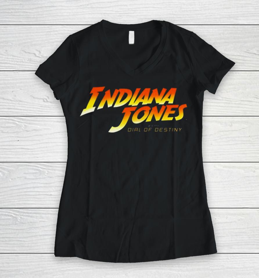 Indiana Jones And The Dial Of Destiny Logo Women V-Neck T-Shirt