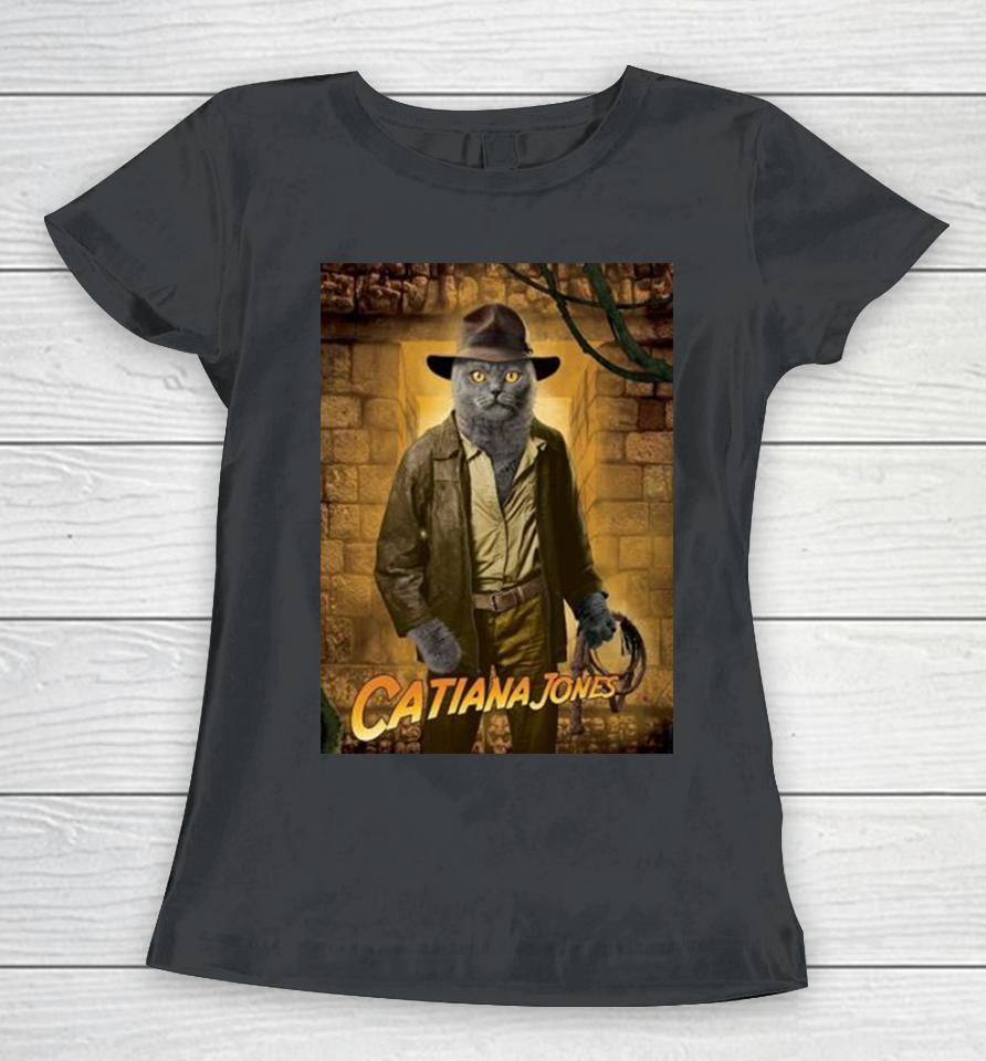 Indiana Jones Cat Poster Women T-Shirt