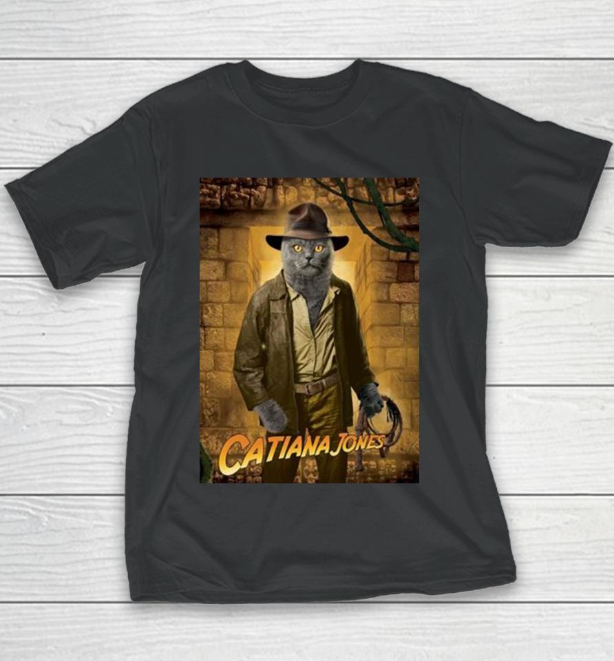 Indiana Jones Cat Poster Youth T-Shirt