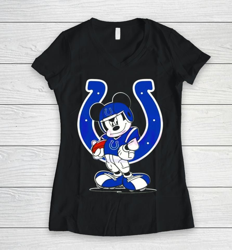 Indianapolis Colts Nfl Mickey Mouse Player 2024 Women V-Neck T-Shirt