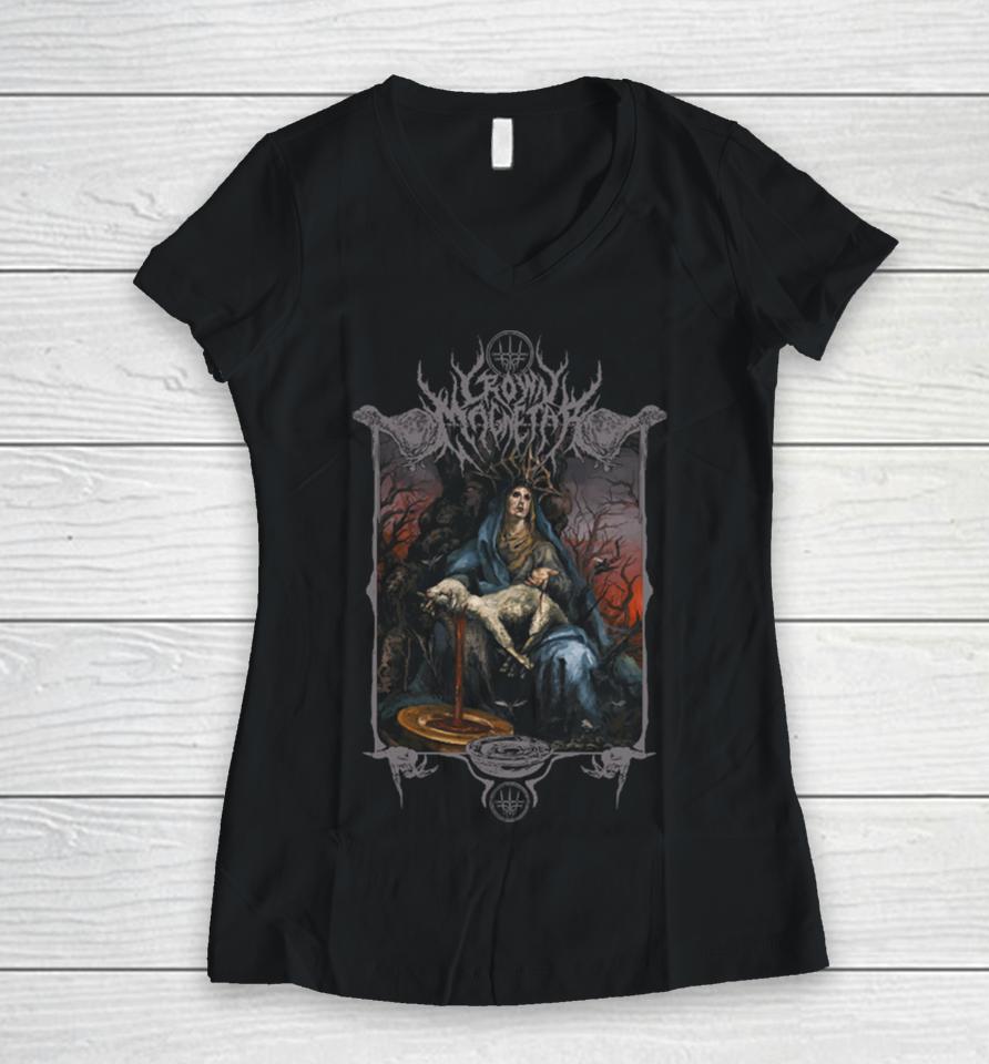 Indie Merch Store Shop Crown Magnetar “Alone In Death” Attractive Women V-Neck T-Shirt