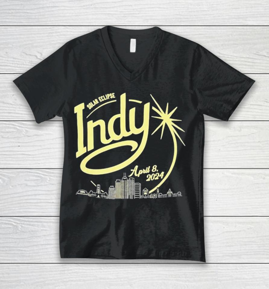 Indy Visit Indy Eclipse Commemorative April 8 2024 Unisex V-Neck T-Shirt