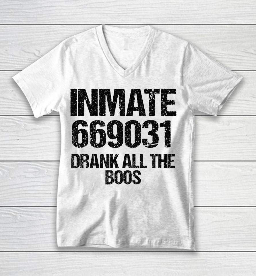 Inmate Halloween Costume Matching Drank All The Boos Unisex V-Neck T-Shirt