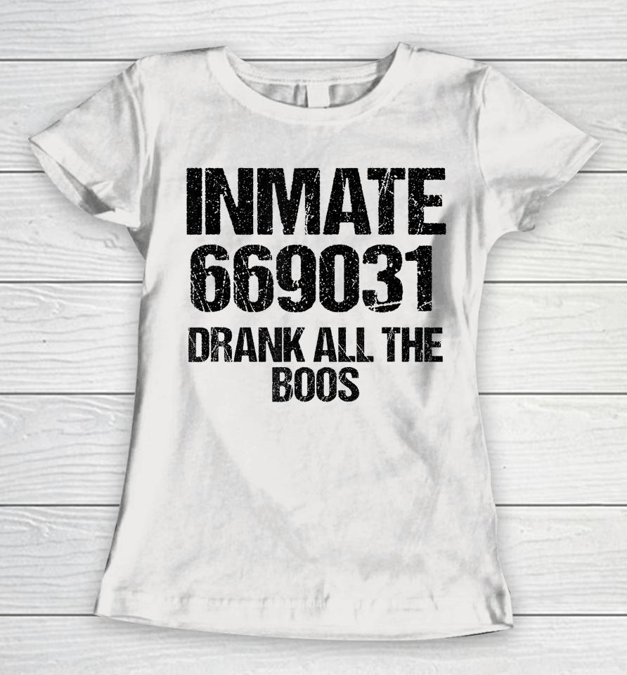Inmate Halloween Costume Matching Drank All The Boos Women T-Shirt