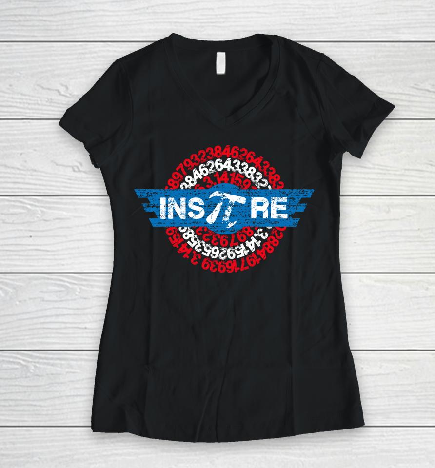 Inspire Math Superhero Pi Day Mathematics Teacher Women V-Neck T-Shirt