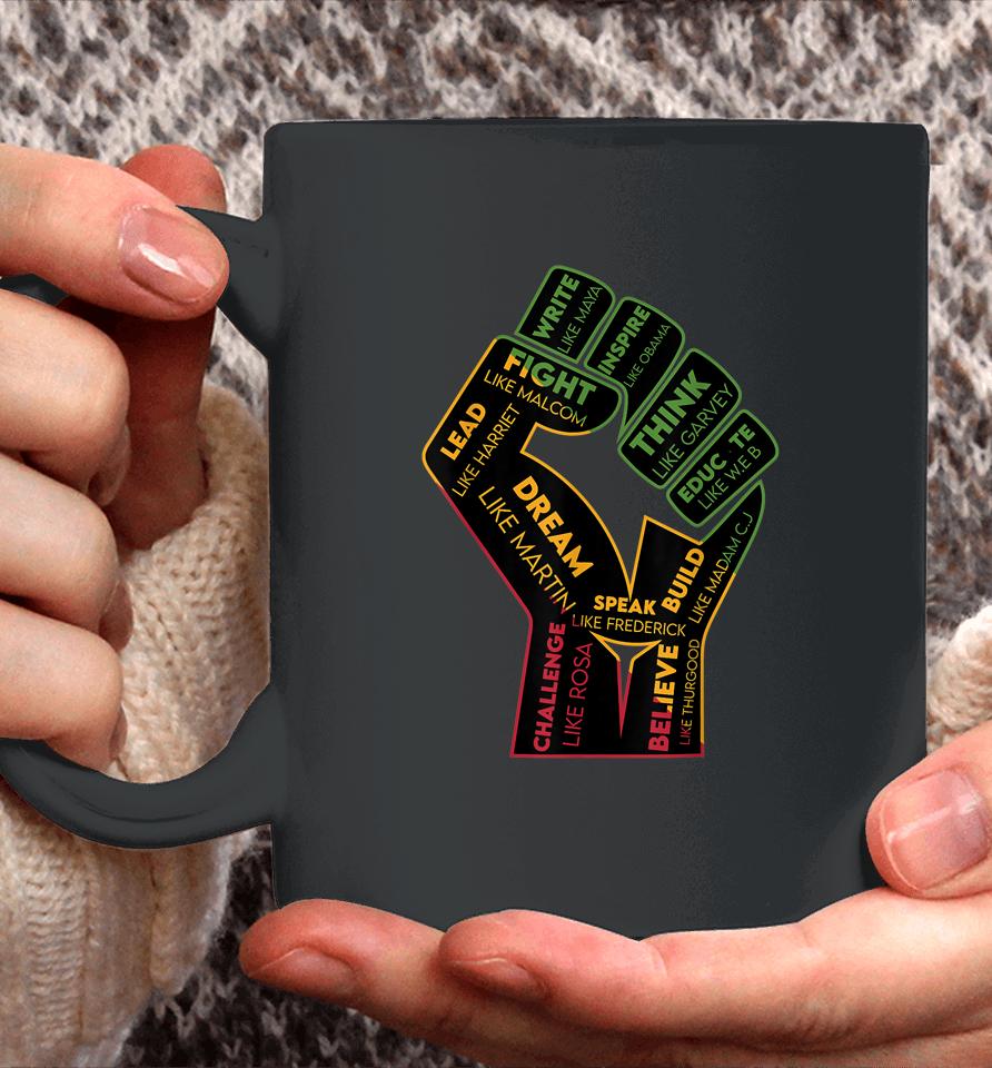 Inspiring Black Leaders Power Fist Hand Black History Month Coffee Mug