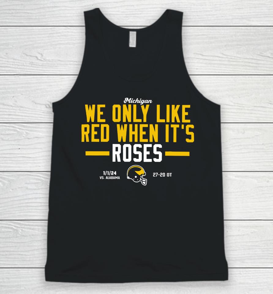 Instntclassics Michigan We Only Like Red When It's Roses Unisex Tank Top