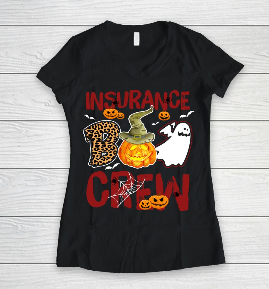 Insurance Boo Crew Halloween Insurance Agent Costume Women V-Neck T-Shirt