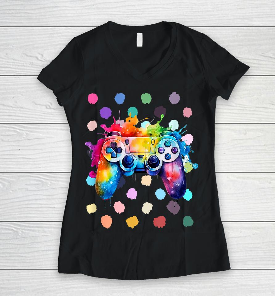 International Dot Day Gaming Dots Women V-Neck T-Shirt