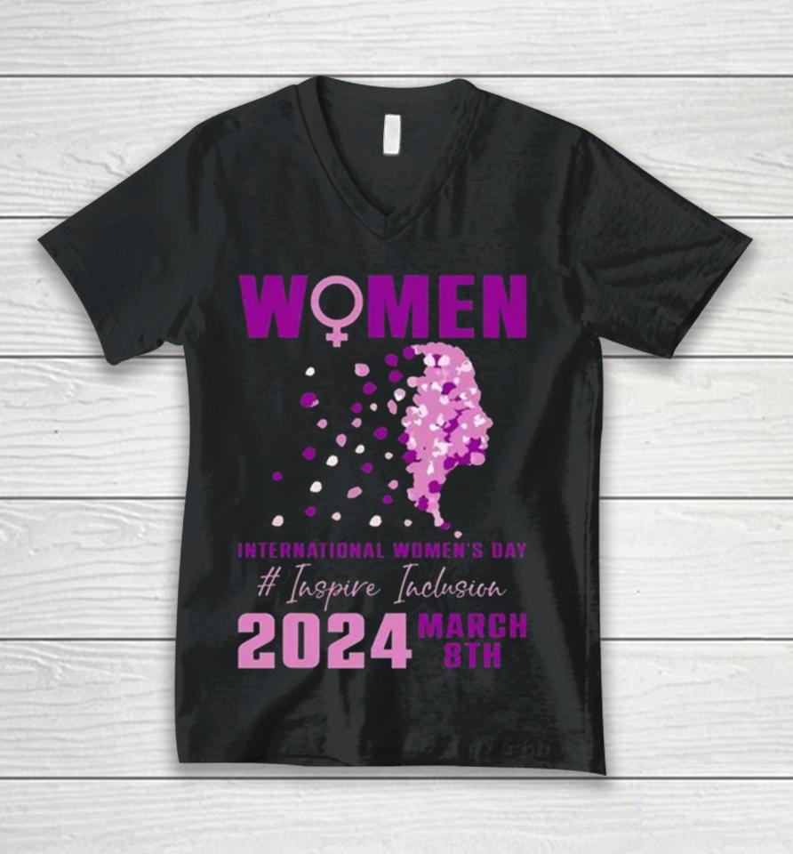 International Women Day 2024 Floral Woman Girl Silhouette Unisex V-Neck T-Shirt