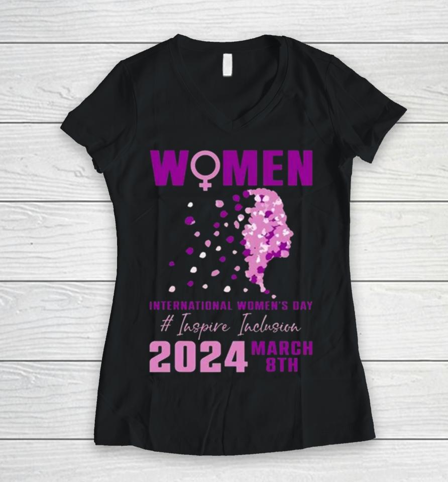 International Women Day 2024 Floral Woman Girl Silhouette Women V-Neck T-Shirt