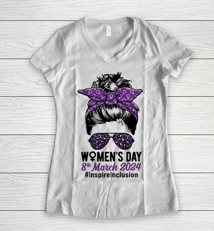 International Women Day 2024 Inspire Inclusion 8 March 24 Women V-Neck T-Shirt