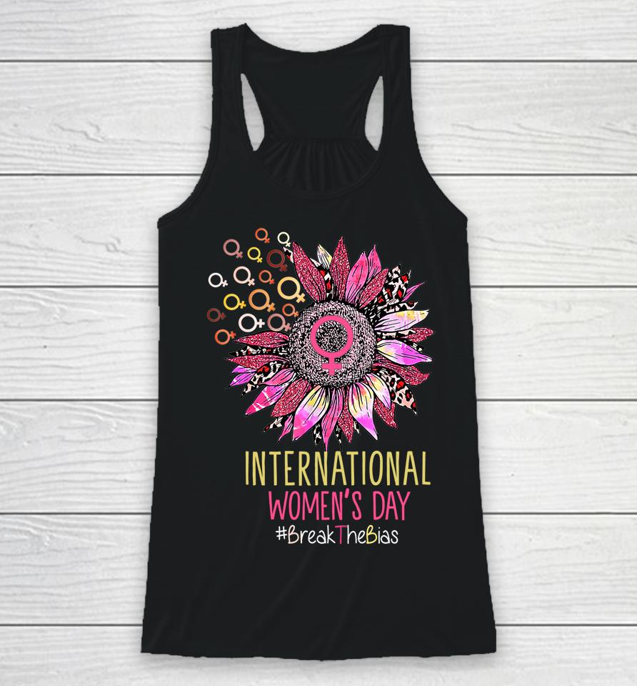 International Womens Day Sun Flower Equality Break The Bias Racerback Tank