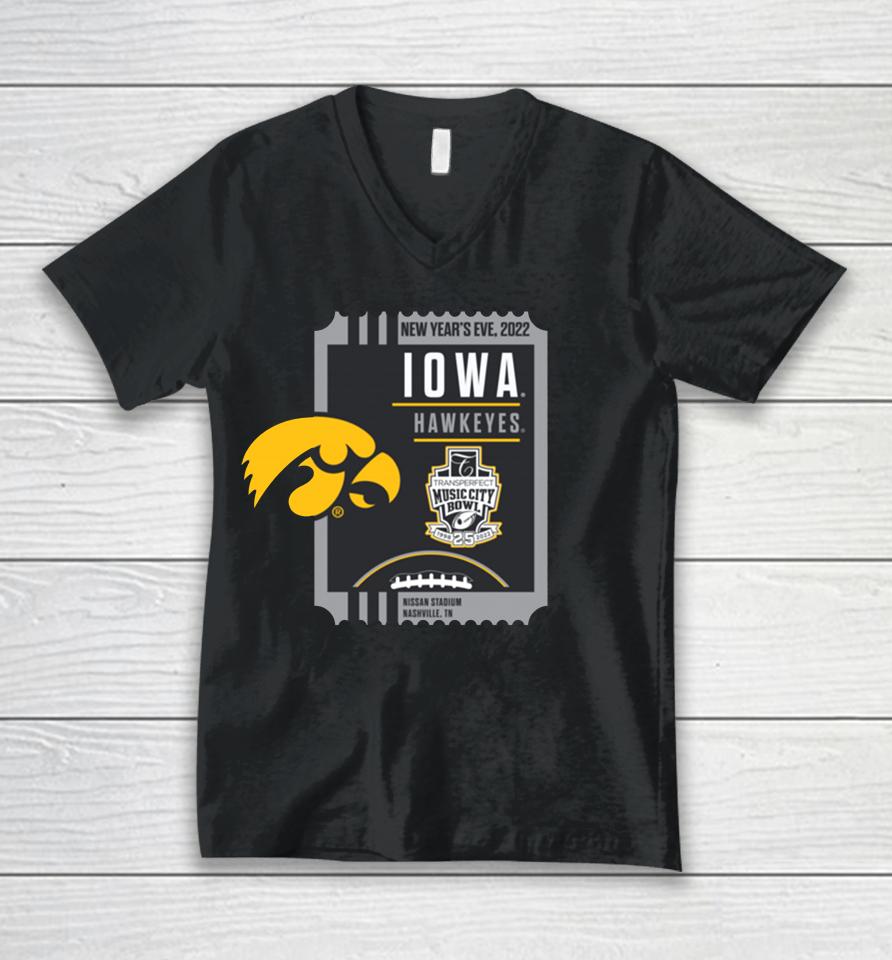 Iowa 2022 Transperfect Music City Bowl Unisex V-Neck T-Shirt