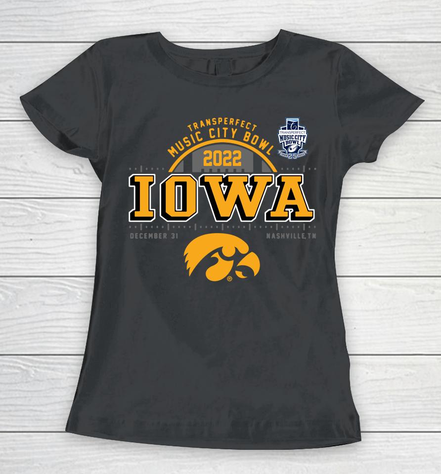 Iowa Hawkeyes 2022 Music City Bowl Bound Playoff Semifinal Women T-Shirt