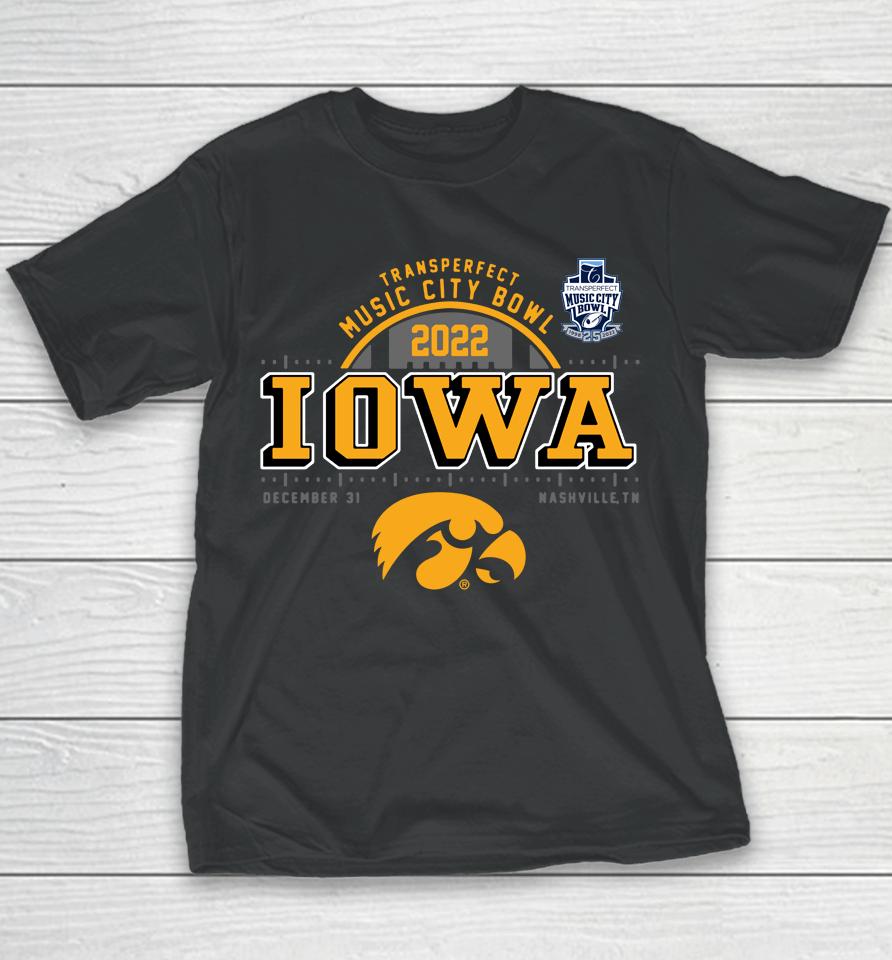 Iowa Hawkeyes 2022 Music City Bowl Bound Playoff Semifinal Youth T-Shirt