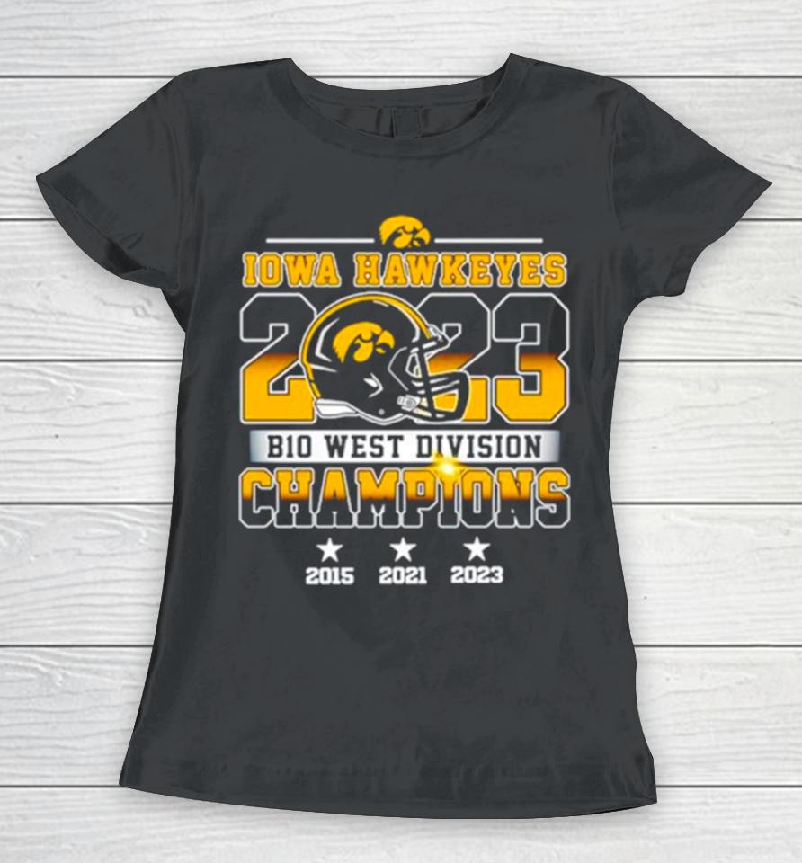 Iowa Hawkeyes 2023 B10 West Division Champions Women T-Shirt