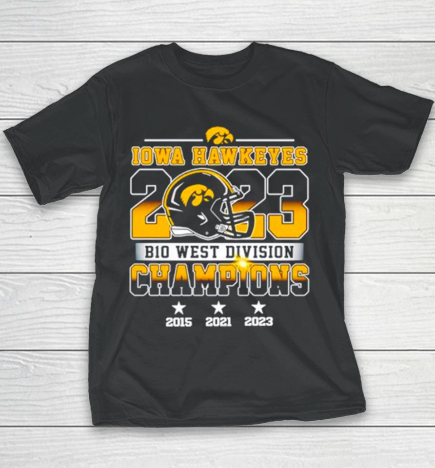 Iowa Hawkeyes 2023 B10 West Division Champions Youth T-Shirt