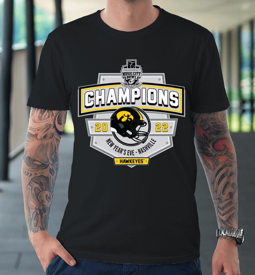 Iowa Hawkeyes 2023 Transperfect Music City Bowl Champions Premium T-Shirt